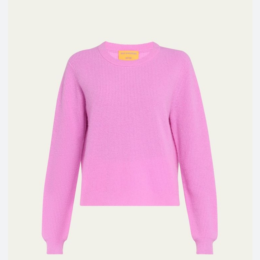 Guest in Residence Pink Light Rib Crewneck Cashmere Sweater